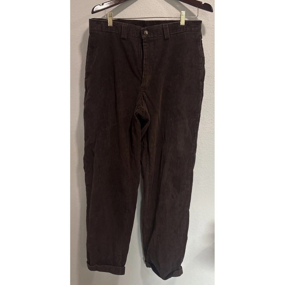 VTG L.L. Bean Pants Mens 34x30 Dark Brown Corduroy Straight Leg Preppy Academic